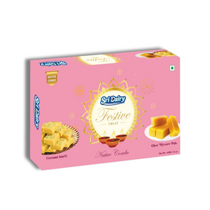 Ghee Mysore Pak and Coconut Burfi Combo Pack