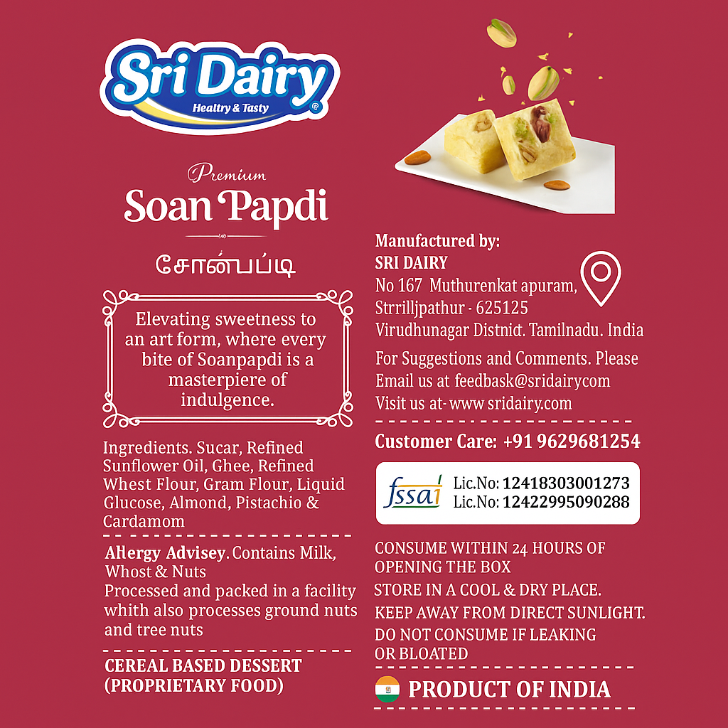 Buy Sri Dairy’s Premium Soan Papdi online 