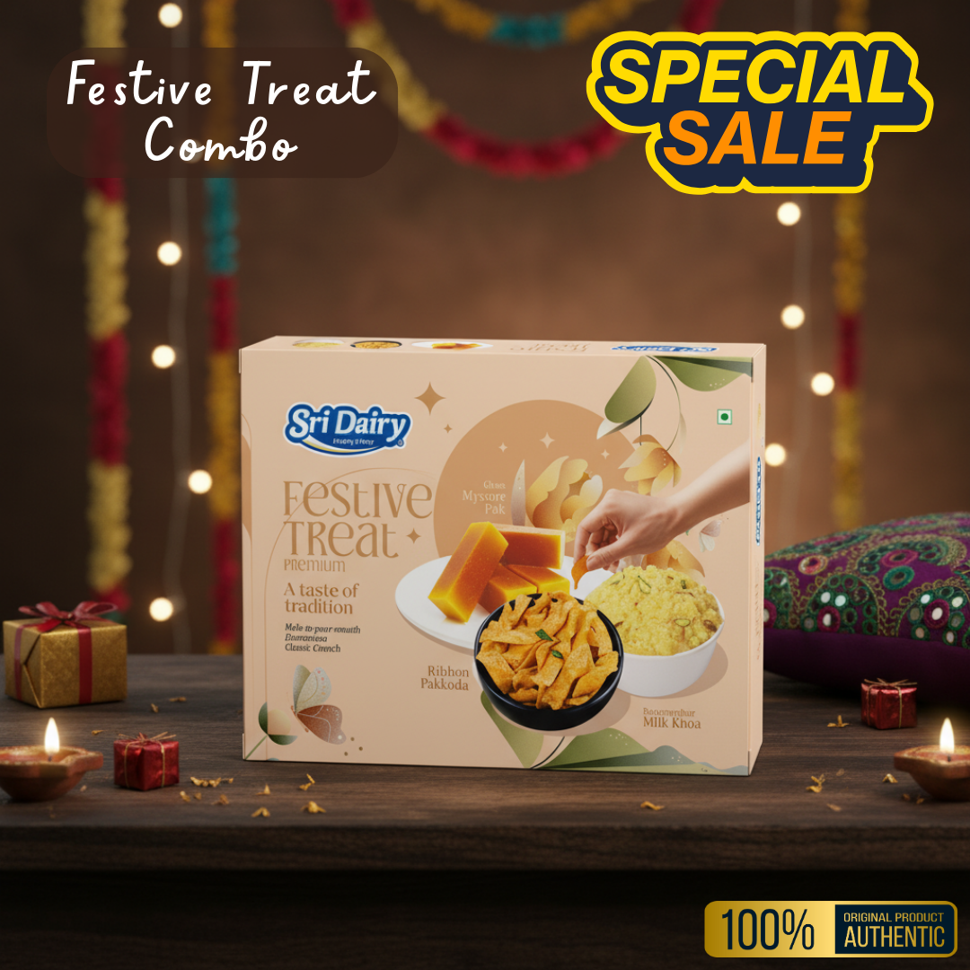 Festive Treat Premium - Milk Khoa, Ghee Mysore Pak & Ribbon Pakoda